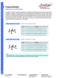 Thumbnail of document Data Sheet - ADT12X Pressure Manifolds